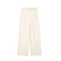 Calças Femininas de Perna Larga - Cintura Média, com Botões e Zíper - Estilo Elegante para Escritório Calças Femininas de Perna Larga - Cintura Média, com Botões e Zíper - Estilo Elegante para Escritório