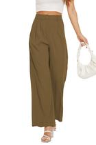 Calças femininas FUNYYZO, pernas largas, cintura alta, trabalho comercial