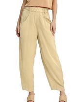 Calças femininas IQSQSQ, folgadas, pernas largas, cintura elástica, cáqui Calças femininas IQSQSQ, folgadas, pernas largas, cintura elástica, cáqui