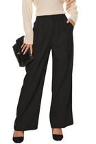 Calças femininas KICZOY, pernas largas, cintura alta, folgada, poliéster