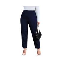 Calças Femininas plus Size De Malha Com Perna Reta Para Outono/Inverno - Estilo Casual E Elegante Calças Femininas plus Size De Malha Com Perna Reta Para Outono/Inverno - Estilo Casual E Elegante