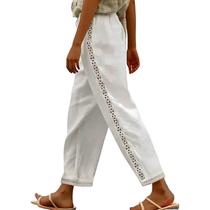 Calças femininas QXE 2026 de linho Harem Palazzo Black Spring