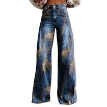 Calças femininas RTJTGXF, vintage, florais, largas, tamanho grande