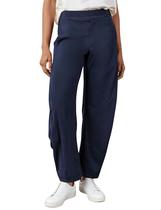 Calças femininas SeekMe de algodão e linho Barrel Leg Palazzo Navy XS Calças femininas SeekMe de algodão e linho Barrel Leg Palazzo Navy XS