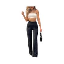 Calças Femininas Slim Com Corte Bell-Bottom, Calças Flare De Cor Sólida Para Escritório, Primavera E Calças Femininas Slim Com Corte Bell-Bottom, Calças Flare De Cor Sólida Para Escritório, Primavera E