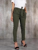 Calças Femininas Slim de Cintura Alta em Chiffon - Primavera/Verão/Outono