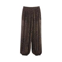 Calças Femininas Vintage Com Estampa Animal, Perna Larga, Oversize, Plissadas, Estilo Lanterna,