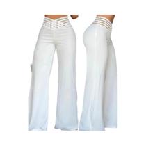 Calças Flare De Cintura Alta Para Mulheres Elegantes Para Escritório Casual Com Detalhes Em Rede