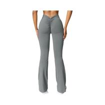 Calças Flare De Yoga De Cintura Alta Para Mulheres, Leggings De Fitness Com Corte Em V, Modelagem