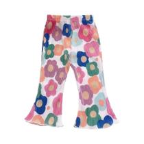 Calças Flare Florais Com Estampa De Poá Para Meninas, Verão, Seda Gelada, Moda Infantil, Versátil