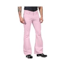 Calças Flare Retro Masculinas De Cintura Média Em Cor Sólida Casual Clássica Dos Anos 70 Com Corte