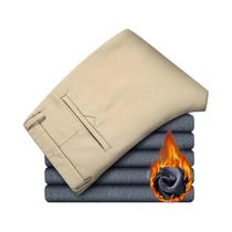 Calças Formais Masculinas De Inverno Quentes E Confortáveis Com Forro De Pelúcia, Elásticas E De Calças Formais Masculinas De Inverno Quentes E Confortáveis Com Forro De Pelúcia, Elásticas E De