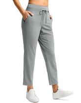 Calças G Gradual para mulheres, calças de golfe de cintura alta, 2 bolsos profundos, 7/8 no tornozelo, calça de moletom para viagens atléticas, casual, lounge e trabalho, cinza brilhante, média
