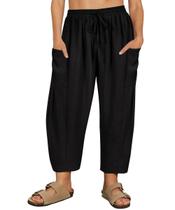 Calças Harem CARCOS Plus Size para mulheres, pretas de verão, 3XL Calças Harem CARCOS Plus Size para mulheres, pretas de verão, 3XL