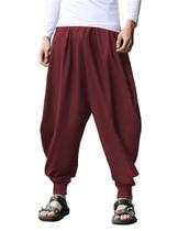 Calças Harem COOFANDY Baggy Hippie, soltas, algodão e linho, masculinas