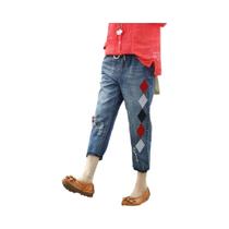 Calças Harem De Denim Luxuosas Com Bordado Para Mulheres, Estilo Vintage, Soltas E Com Elástico