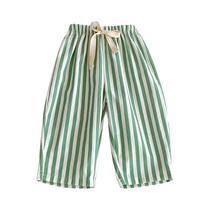 Calças Harem Listradas De Verão Para Crianças, Meninos E Meninas, Calças Compridas Casuais E Soltas