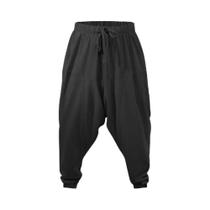 Calças Harem Masculinas De Algodão E Linho, Ajuste Solto, Respirável, Leve, Com Cós Baixo, Estilo