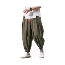 Calças Harem Masculinas Oversized Estilo Chinês Em Algodão E Linho, Calças Casuais De Alta Qualidade