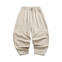 Calças Harem Oversize Masculinas De Primavera, Ajuste Solto, Calças De Linho Casuais De Alta Calças Harem Oversize Masculinas De Primavera, Ajuste Solto, Calças De Linho Casuais De Alta