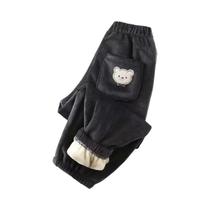 Calças Harem Quentes Com Estampa De Urso Para Meninas E Meninos, Calças Grossas De Outono E Inverno