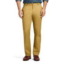 Calças IZOD American Chino, de frente plana, justas, para homens, cáqui Calças IZOD American Chino, de frente plana, justas, para homens, cáqui