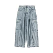 Calças Jeans Baggy Pretas Para Homens, Perna Larga, Oversize, Cargo, Estilo Coreano Hip Hop Harajuku Calças Jeans Baggy Pretas Para Homens, Perna Larga, Oversize, Cargo, Estilo Coreano Hip Hop Harajuku