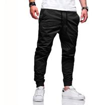 Calças Jeans Camuflada Sarja Masculina Jogger Punho Elastico