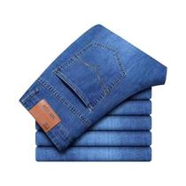 Calças Jeans Casuais Masculinas Com Stretch, Clássicas Em Azul E Preto, Roupas De Trabalho Em Denim