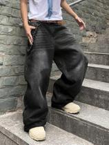 Calças Jeans Casuais Masculinas Estilo Street Em Preto, Azul Claro E Azul Marinho, Retro, Modelo Calças Jeans Casuais Masculinas Estilo Street Em Preto, Azul Claro E Azul Marinho, Retro, Modelo