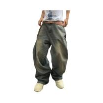 Calças Jeans Casuais Masculinas Largas E Retas Confortáveis Em Cor Sólida Para Todas as Estações