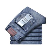 Calças Jeans Clássicas Azul Preto Para Homens, Casual, Corte Reto, Denim Para Trabalho, Primavera