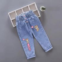 Calças Jeans De Inverno Com Pelúcia Para Bebês Meninas E Crianças Pequenas, Estampa De Borboleta De