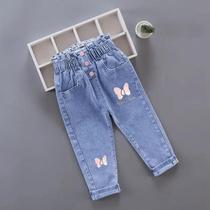 Calças Jeans De Inverno Com Pelúcia Para Bebês Meninas E Crianças Pequenas, Estampa De Borboleta De Calças Jeans De Inverno Com Pelúcia Para Bebês Meninas E Crianças Pequenas, Estampa De Borboleta De