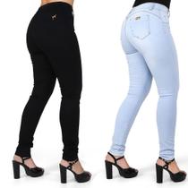 Calças Jeans Feminina Skinny Levanta Bumbum Elastano Cintura Alta