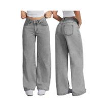 Calças Jeans Femininas De Cintura Alta Em Cinza Claro, Largas E Casuais, Jeans Fashionáveis Calças Jeans Femininas De Cintura Alta Em Cinza Claro, Largas E Casuais, Jeans Fashionáveis