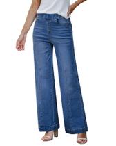 Calças Jeans Femininas GRAPENT - Modelagem Soltinha, Azul, Tamanho L