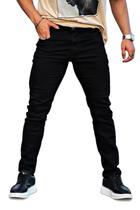 Calças jeans Heyfanee Slim Fit elásticas para homens pretas 28x30