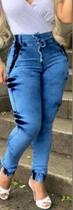 Calças Jeans Jogger Feminina Cintura Alta Lycra Premium - Everest Model Calças Jeans Jogger Feminina Cintura Alta Lycra Premium - Everest Model