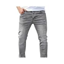 Calças Jeans Justas De Perna Reta Cinza Para Homens Estilo De Rua Americano Design Hip-Hop Uso