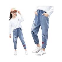 Calças Jeans Largas Para Meninas Adolescentes, Moda Casual De Primavera E Outono, Calças Escolares Calças Jeans Largas Para Meninas Adolescentes, Moda Casual De Primavera E Outono, Calças Escolares