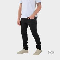 Calças jeans masculina skynny com lycra elastano premium - preta