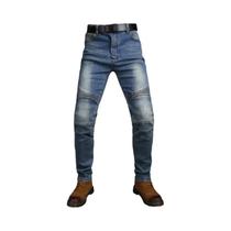 Calças Jeans Masculinas Azuis Para Motocross Off-Road Com Proteção Para Pilotagem