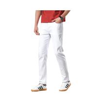 Calças Jeans Masculinas De Algodão Stretch Confortáveis, Corte Reto, Casual, Denim Preto, Branco E
