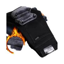 Calças Jeans Masculinas De Inverno Cinza De Lã 2025, Casuais De Negócios, Elásticas, Quentes, De Calças Jeans Masculinas De Inverno Cinza De Lã 2025, Casuais De Negócios, Elásticas, Quentes, De