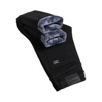 Calças Jeans Masculinas De Inverno Em Fleece Espesso E Quente, Slim Fit, Elásticas, Casuais E Calças Jeans Masculinas De Inverno Em Fleece Espesso E Quente, Slim Fit, Elásticas, Casuais E