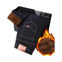 Calças Jeans Masculinas De Inverno Em Veludo Cinza 2025, Casuais Para Negócios, Elásticas E Quentes