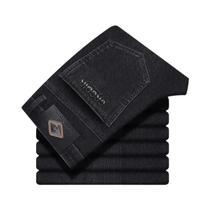 Calças Jeans Masculinas De Negócios Com Alta Elasticidade, Calças De Trabalho Em Denim Reto, Azul