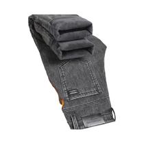Calças Jeans Masculinas plus Size Em Veludo Preto Com Forro De Fleece Quente Para O Inverno Calças Jeans Masculinas plus Size Em Veludo Preto Com Forro De Fleece Quente Para O Inverno