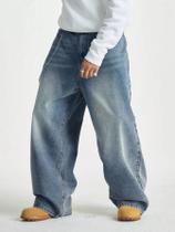 Calças Jeans Pretas De Perna Larga Para Homens, Estilo Y2K Hip-Hop, Calças Buggy